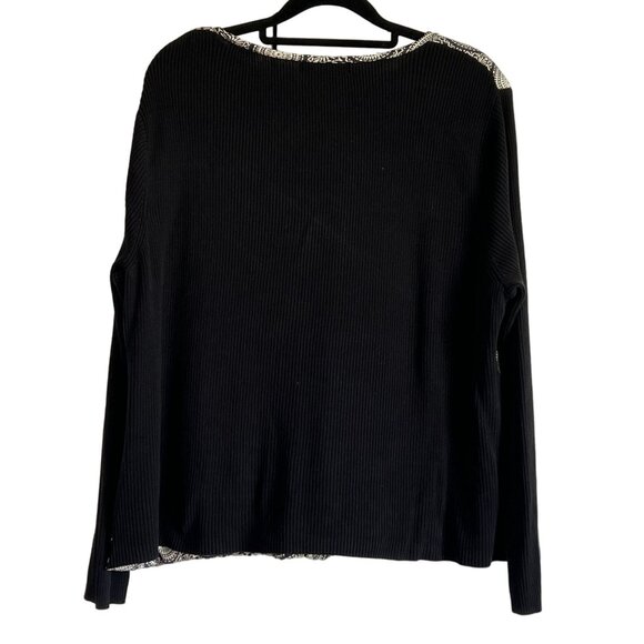 Sigrid Olsen Womens XL Black & White Silk/Polyester Knit FullZip Sweater Quilted - Picture 7 of 7